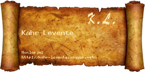 Kahr Levente névjegykártya